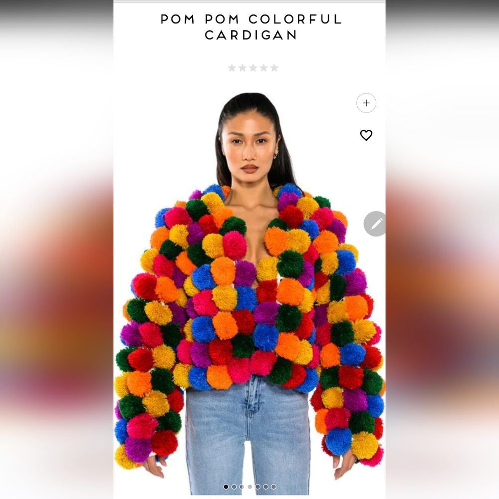 AKIRA POM POM COLORFUL CARDIGAN